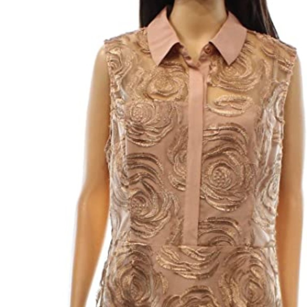 Rachel Rachel Roy Womens Mesh Embroidered Shirtdress Beige 6…